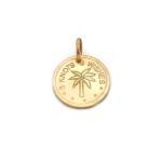 Palm Bronze Pendant On Meaningful, Colorful Satin..