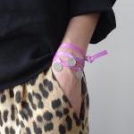 Virgo Zodiac Sign Pink Wristband- Sterling Silver..