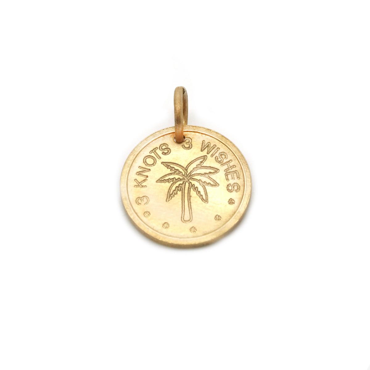 Palm Bronze Pendant On Meaningful, Colorful Satin Wristband